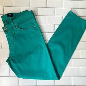 ☘️AG 27 Stilt Crop, Green Cigarette Crop, Cotton Modal Sateen Pants